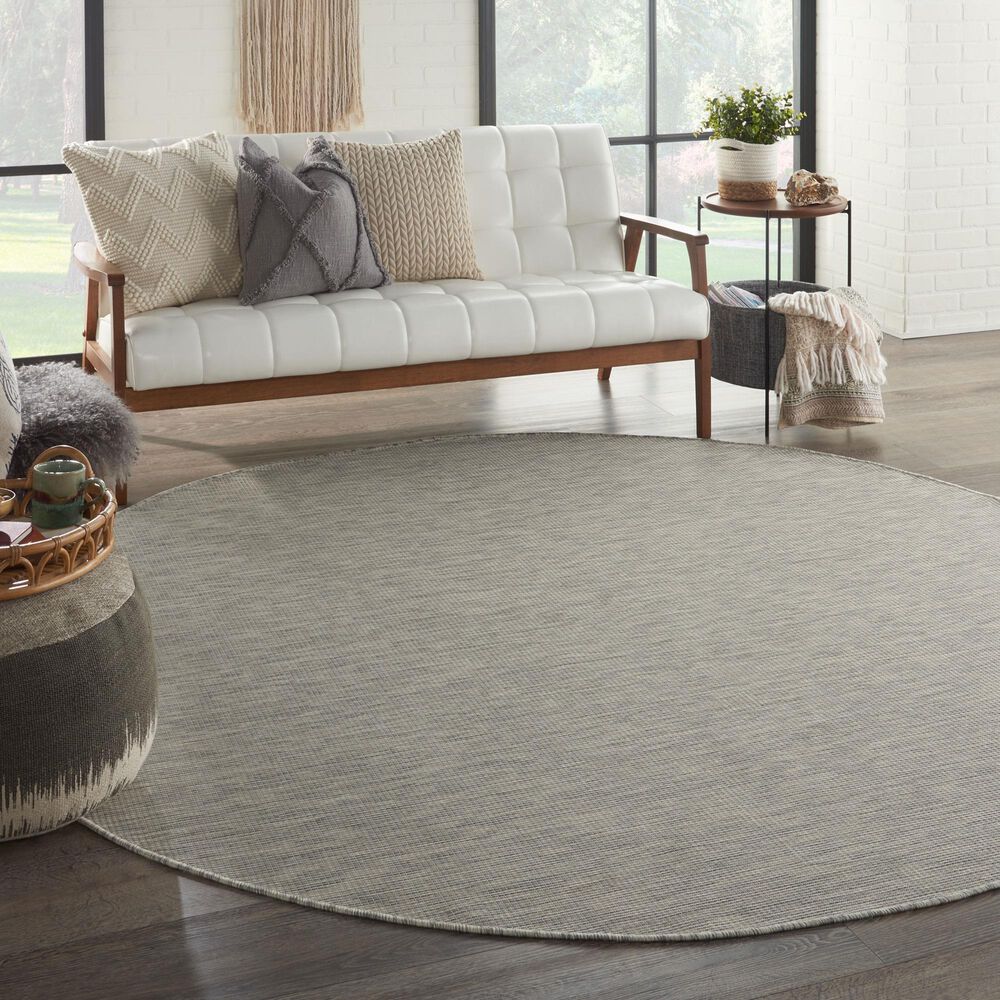 Nourison Positano 8&#39; Round Light Grey Indoor/Outdoor Area Rug, , large