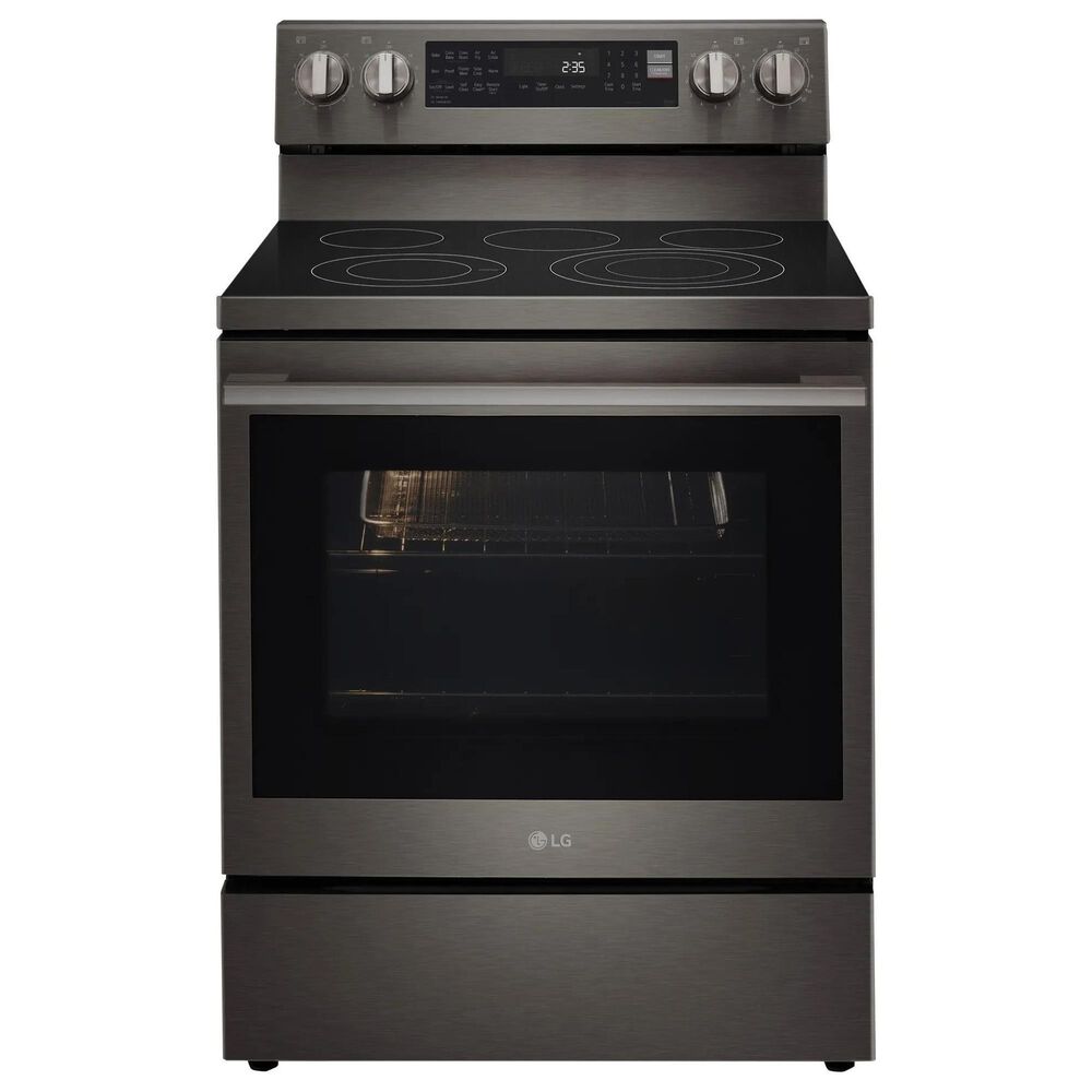 LG 2-Piece Kitchen Package with 6.3 Cu. Ft. Smart Freestanding Electric Range and 2.1 Cu. Ft. Smart Over-the-Range Microwave in Black Stainless Steel, , large