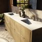 Lexora Home Lafarre 80" Double Bathroom Vanity in Rustic Acacia with 2 cm White Quartz Top and Rectangular Sinks, , large