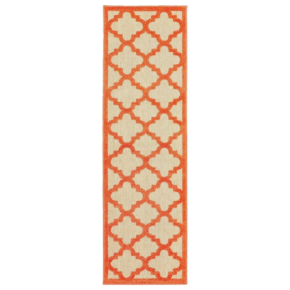 Oriental Weavers Cayman Sand and Orange 2"3" x 7"6" Indoor/Outdoor Runner, , large