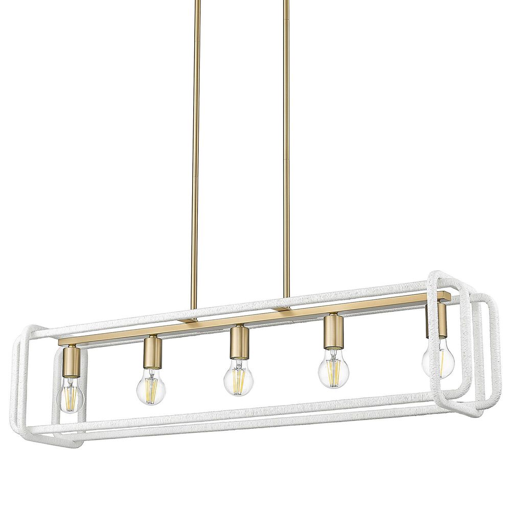 Golden Lighting Camden 5-Light Linear Pendant in Brushed Champagne Bronze and Bleached White, , large