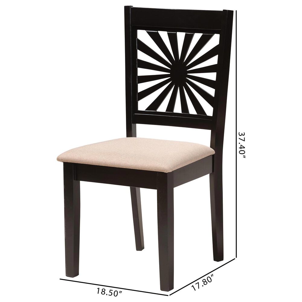 Baxton Studio Olympia Side Chair with Beige Cushion in Espresso Brown (Set of 2), , large