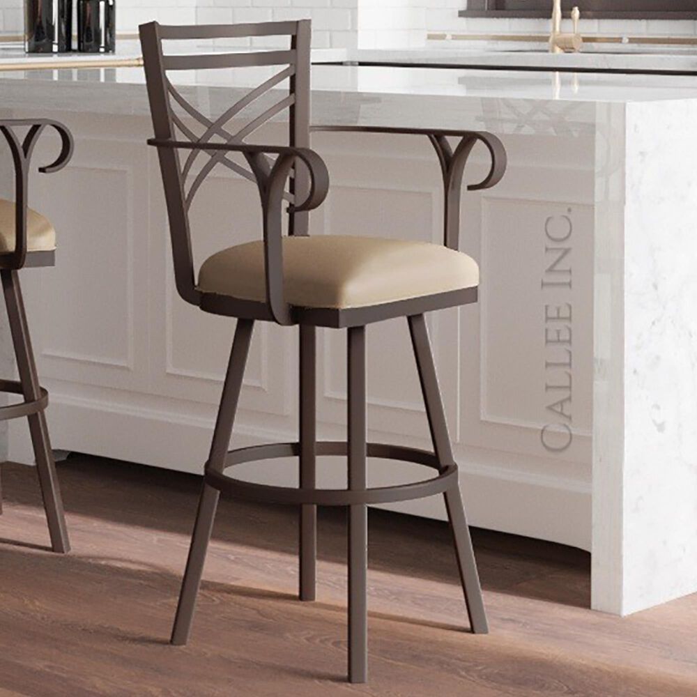 Delaware Dining Rebecca 26" Swivel Barstool in Sun Bronze/Beige, , large