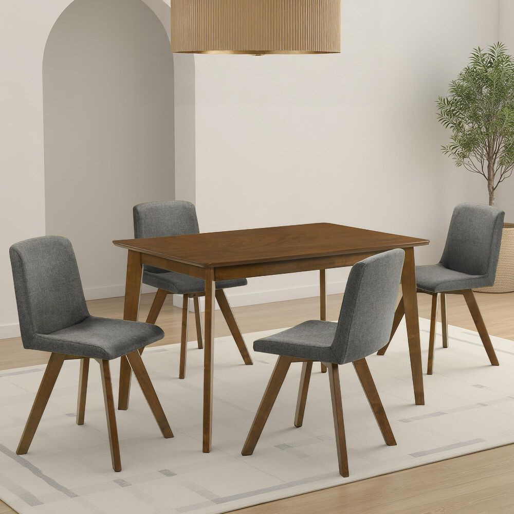 Armen Living Gina Side Chair with Charcoal Upholstery in Warm Walnut (Set of 4), , large