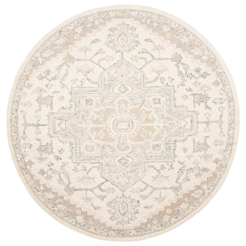 Safavieh Micro-Loop 3" Round Ivory and Beige Area Rug, , large