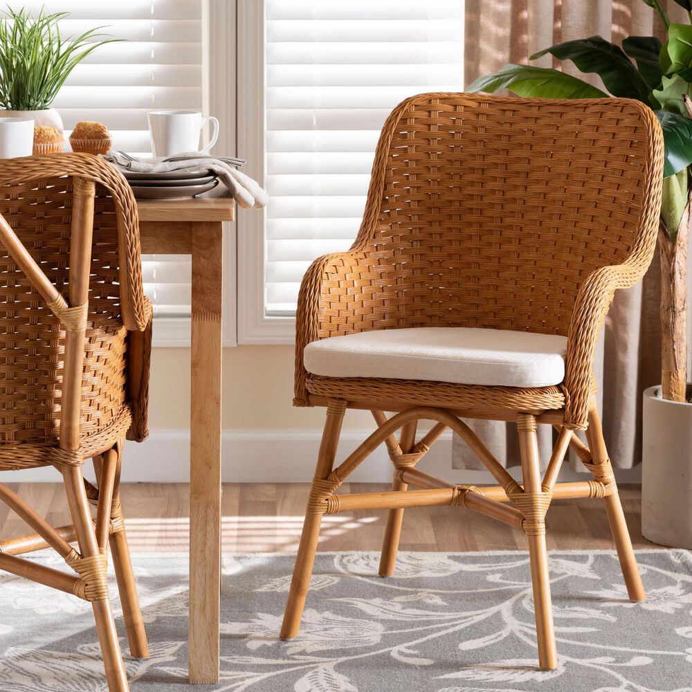 Baxton Studio Celsie Arm Chair in Light Honey, , large