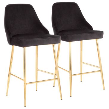 Lumisource Marcel Counter Stool in Black/Gold (Set of 2), , large