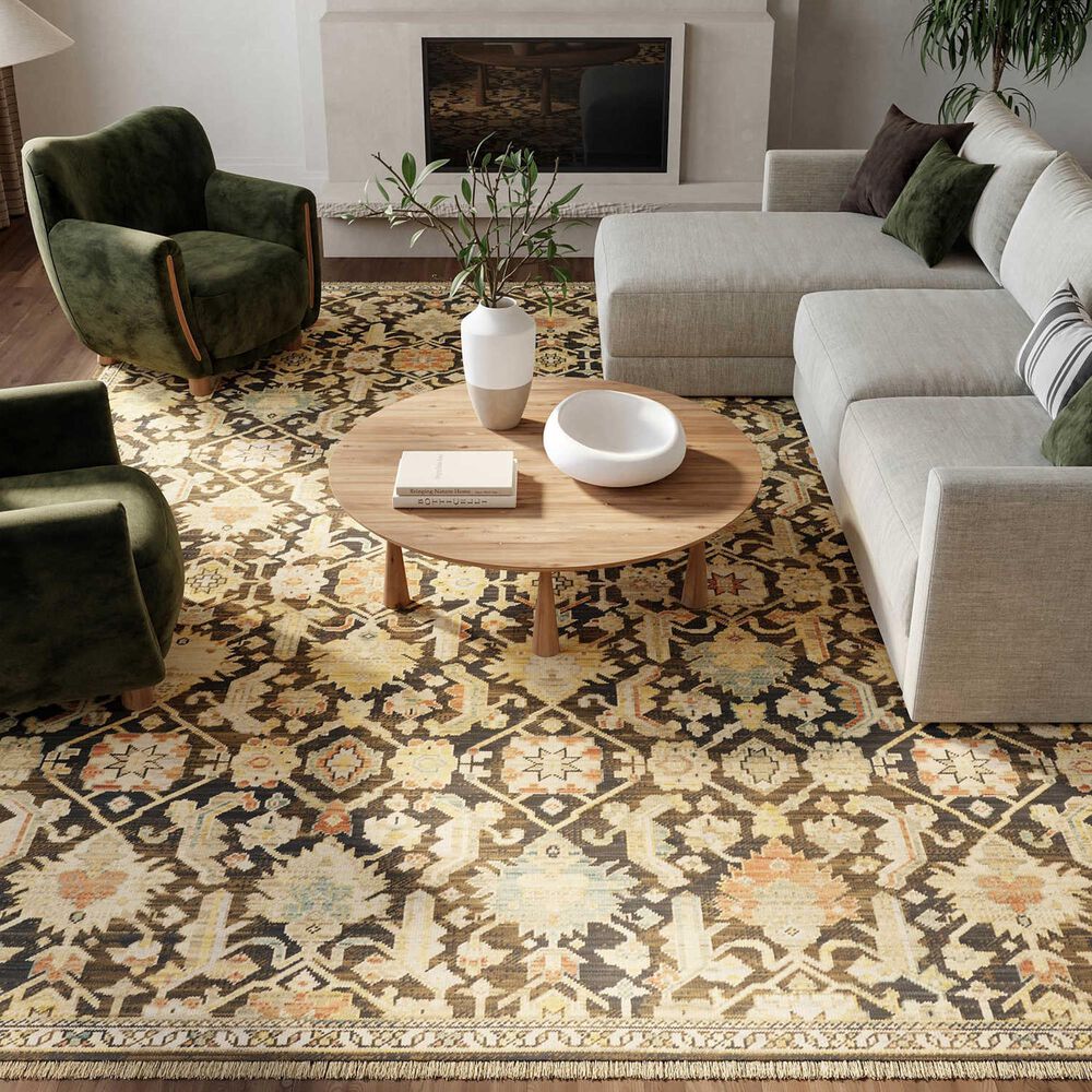 Nourison Antique Bloom Mocha and Multicolor 9' x 12' Area Rug, , large