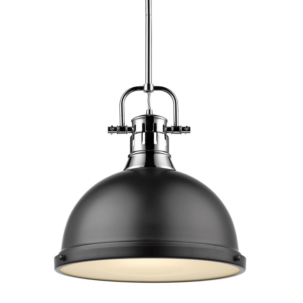 Golden Lighting Duncan 1-Light Pendant with Rod in Chrome, , large