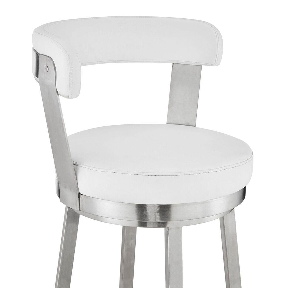 Blue River Bryant 30&quot; Swivel Barstool with White Cushion in Stainless Steel, , large