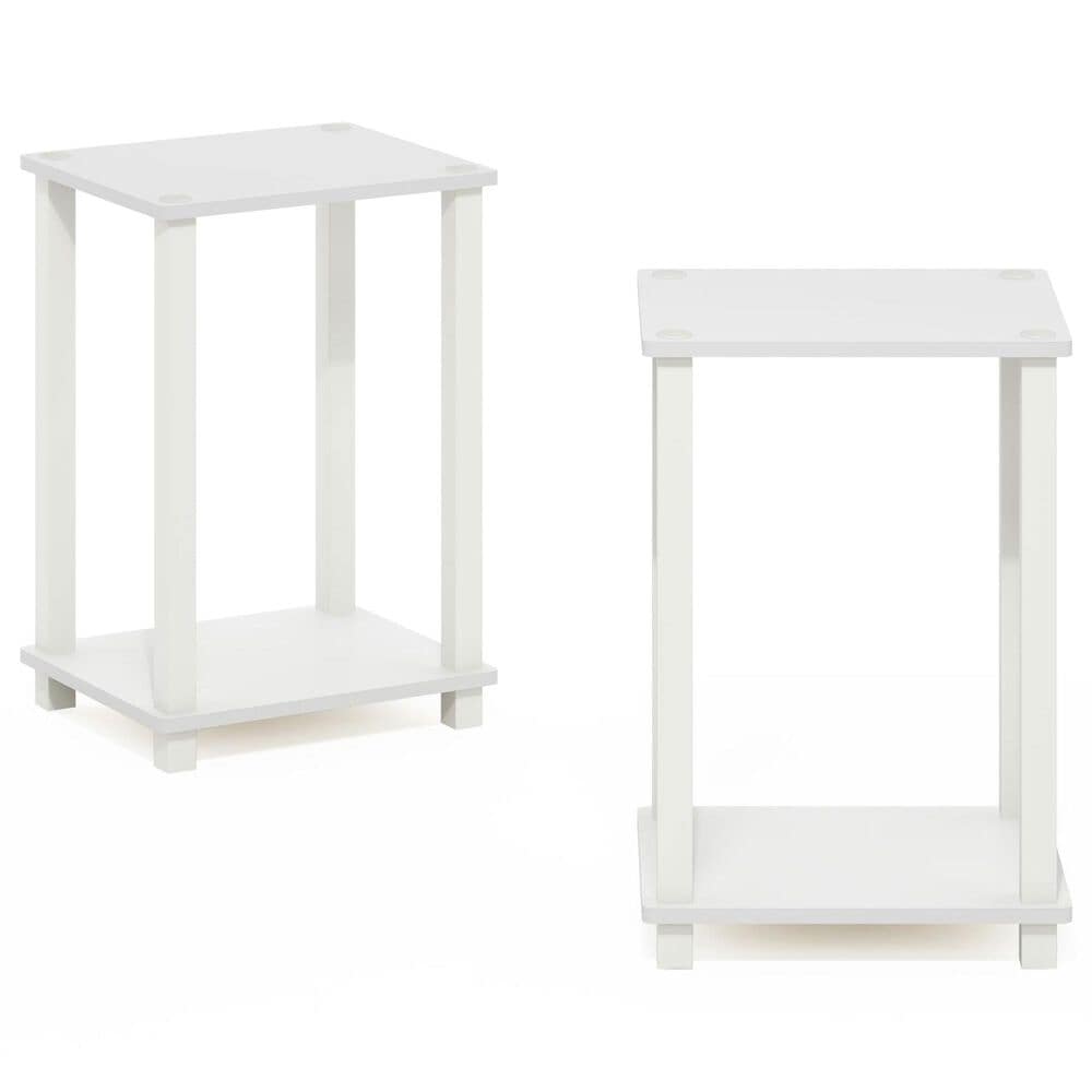 HOMLUX 2-Tier Small End Table in White (Set of 2), , large