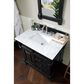 James Martin Brookfield 36" Single Bathroom Vanity in Antique Black with 3 cm Carrara White Marble Top and Rectangle Sink, , large