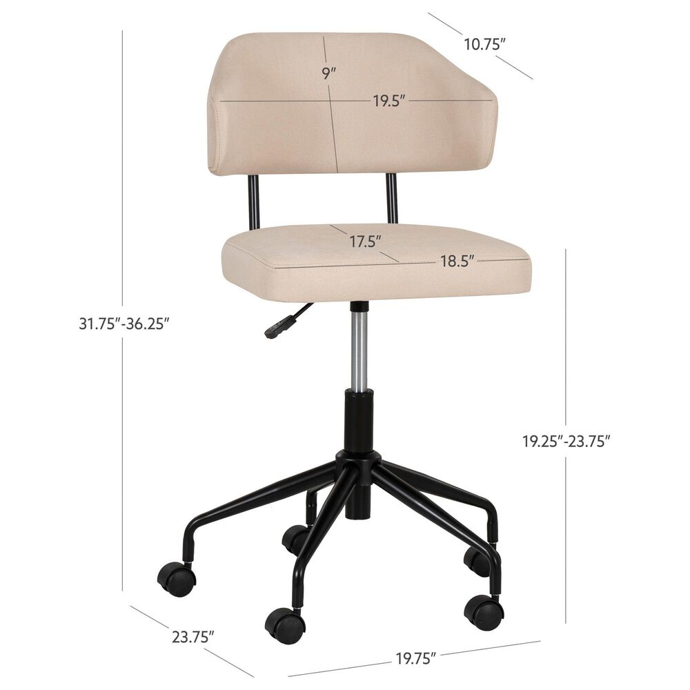 Linon Home Decor Tristan Swivel Office Chair with Beige Cushion in Black, , large