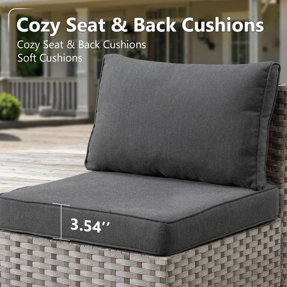 HOMLUX 9-Piece Wicker Sectional Patio Furniture Set in Black, , large