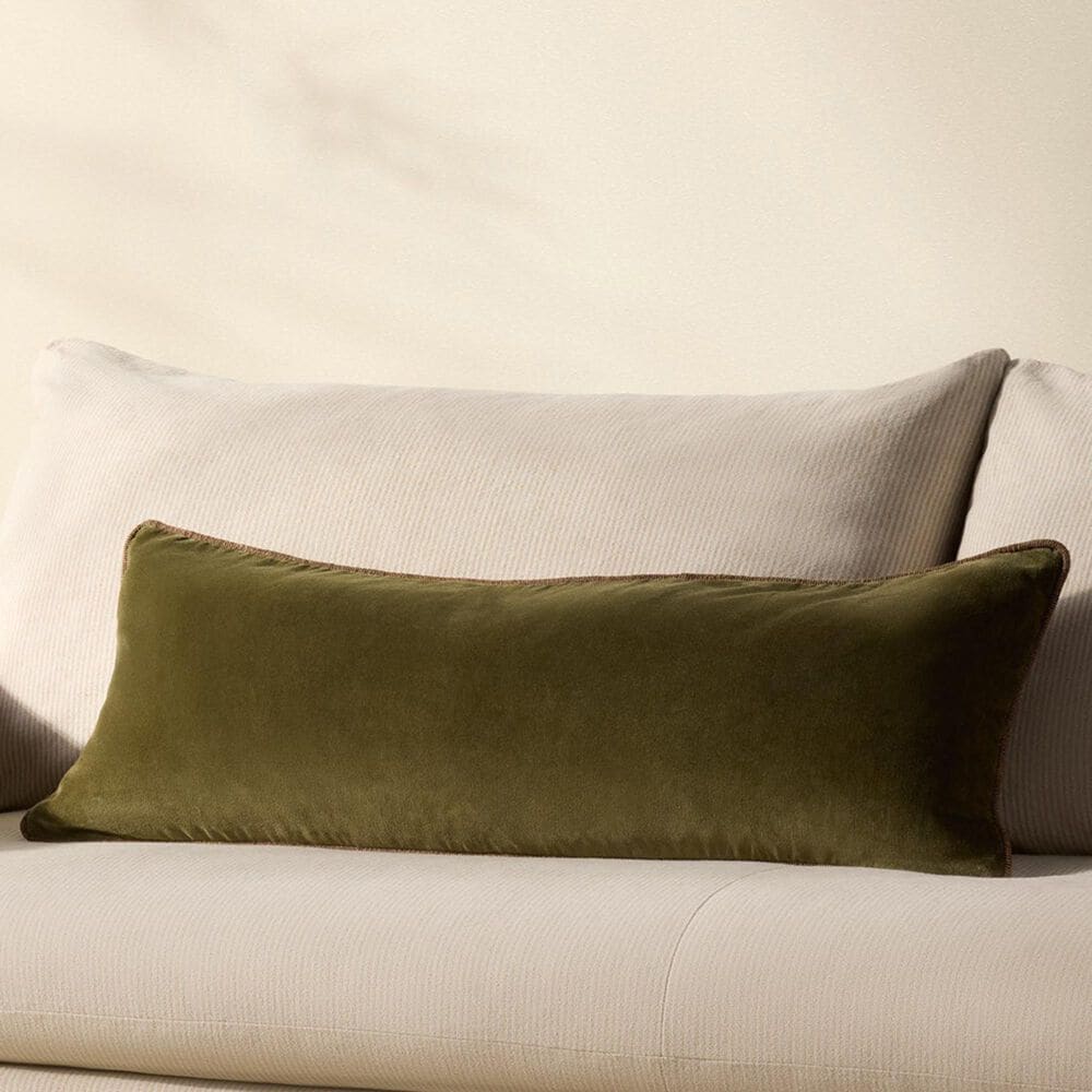 Loloi Liza 13&quot; x 35&quot; Lumbar Throw Pillow in Dark Green, , large