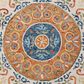 L&R Resources Sinuous Leon Medallion 4" Round Orange, Cream, Blue and Green Area Rug, , large