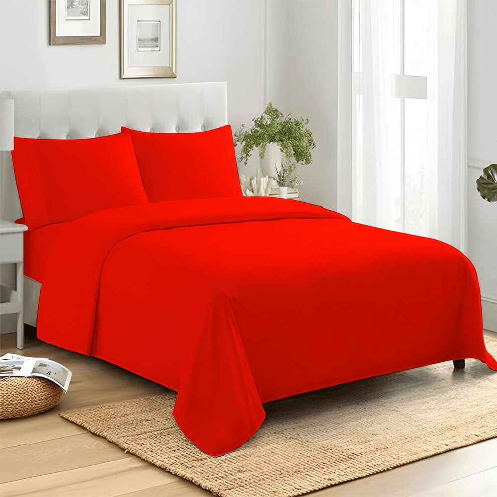 Trade Linker 3-Piece Twin/Twin XL Microfiber Sheet Set in Bright Red, , large