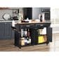HOMLUX Kitchen Island with Rubber wood Countertop in Black, , large