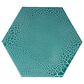 Hearth and Haven Eliana 12" Outdoor Hexagon Metal Side Table with Sunburst Cut Out Design in Teal, , large