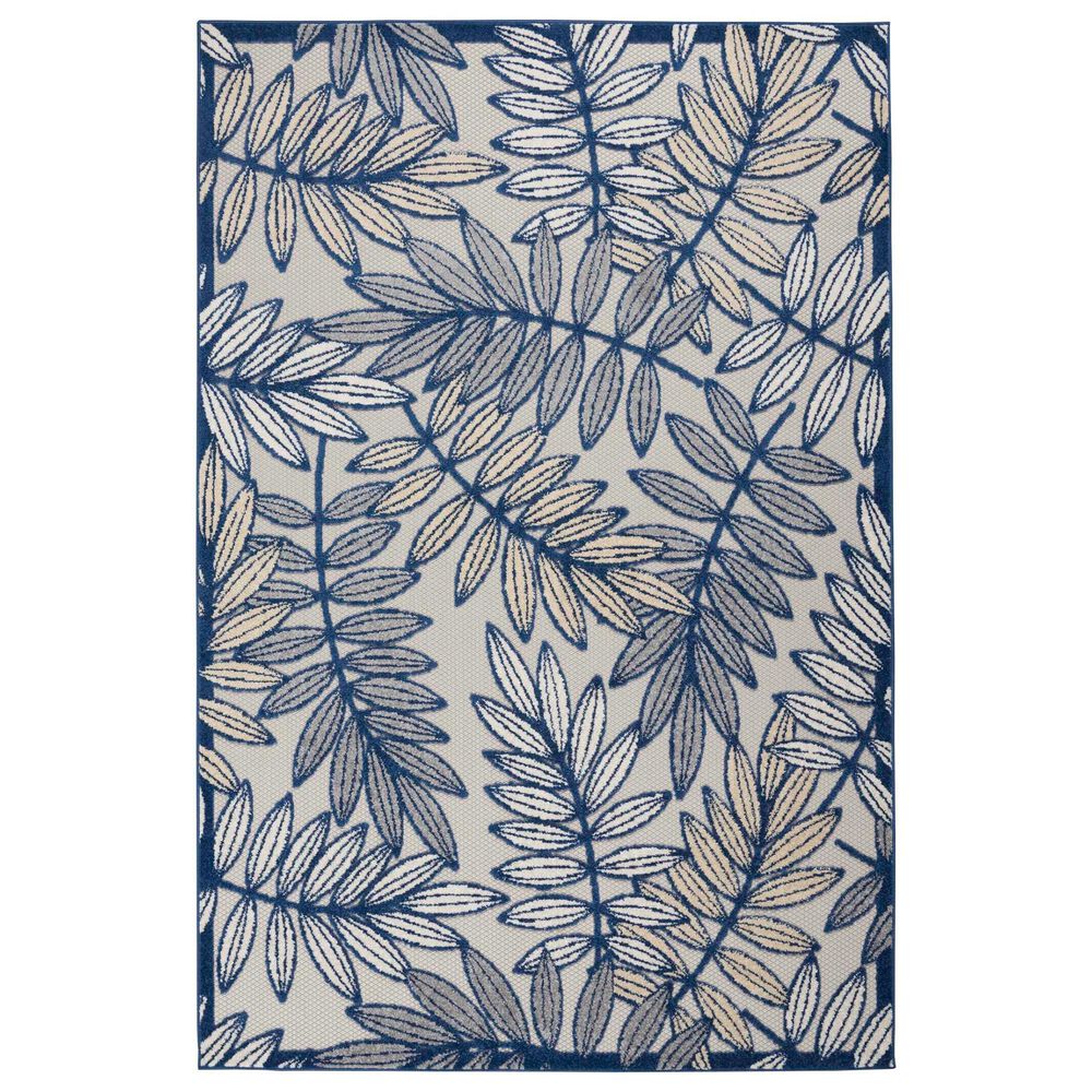 Nourison Aloha ALH18 6" x 9" Ivory and Navy Indoor/Outdoor Area Rug, , large