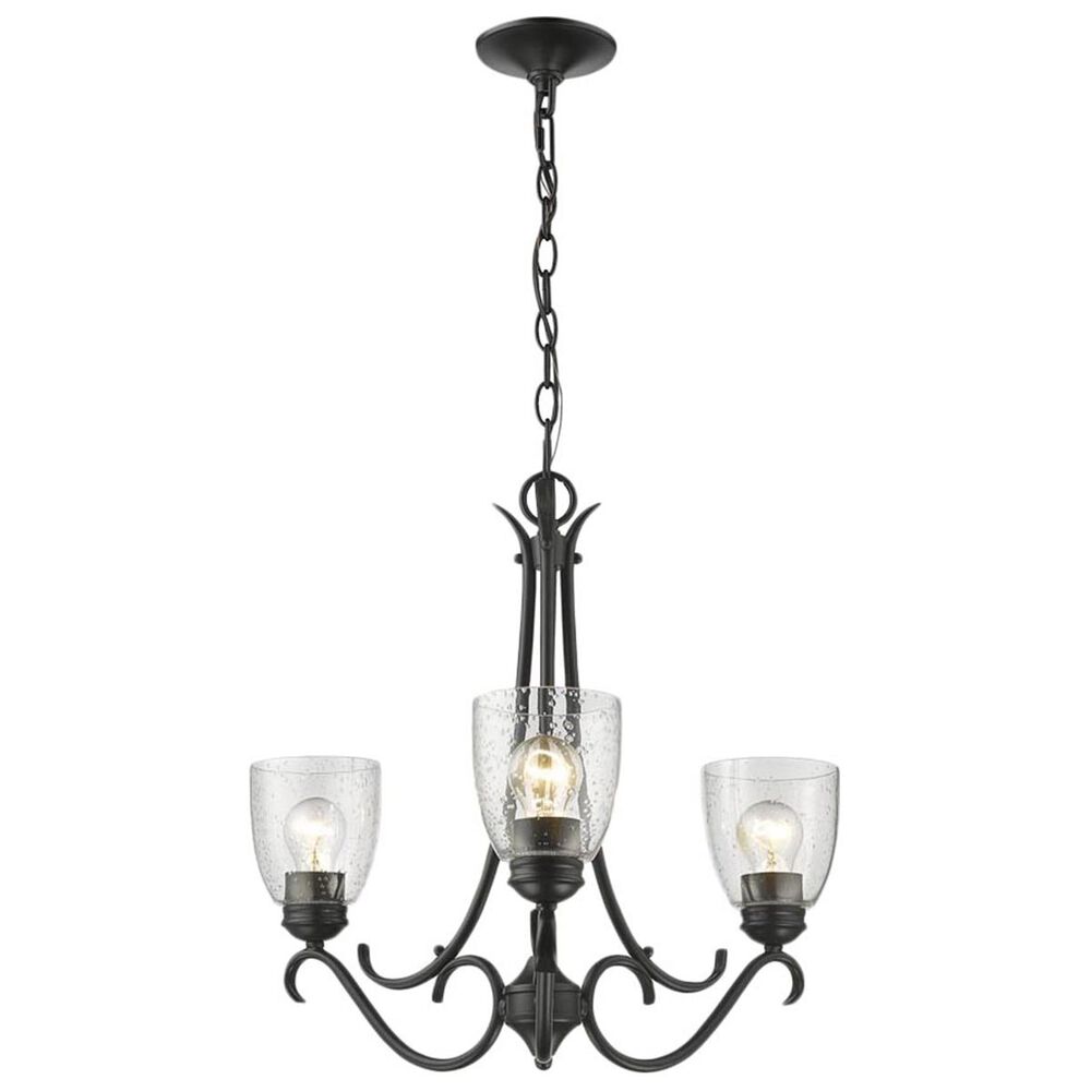 Golden Lighting Parrish 3-Light Chandelier in Black with Seeded Glass, , large