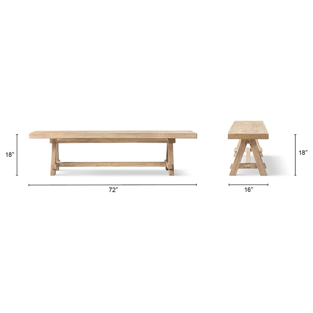 Jennifer Taylor Home Hawthorne 72" Dining Bench in Heritage Light Natural Brown, , large