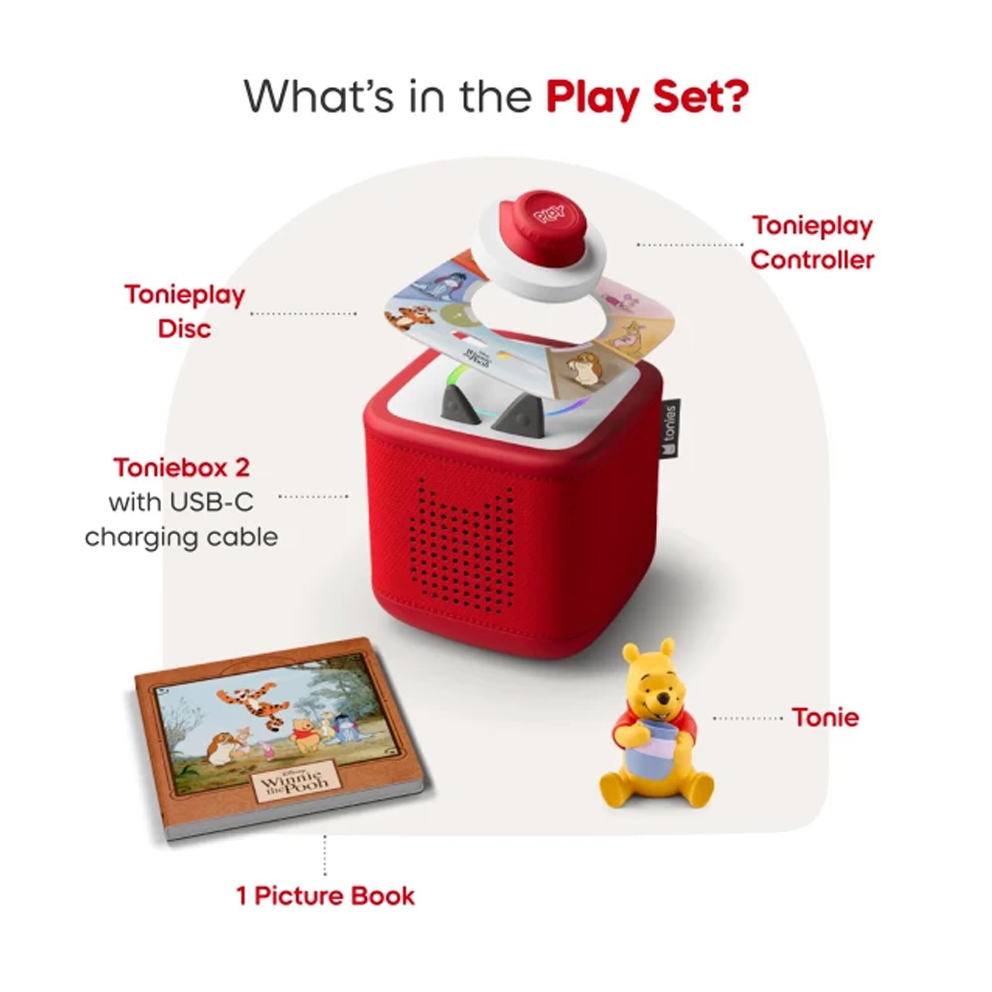 Tonies Toniebox 2 Play Set - Winnie the Pooh (Sunset Red)