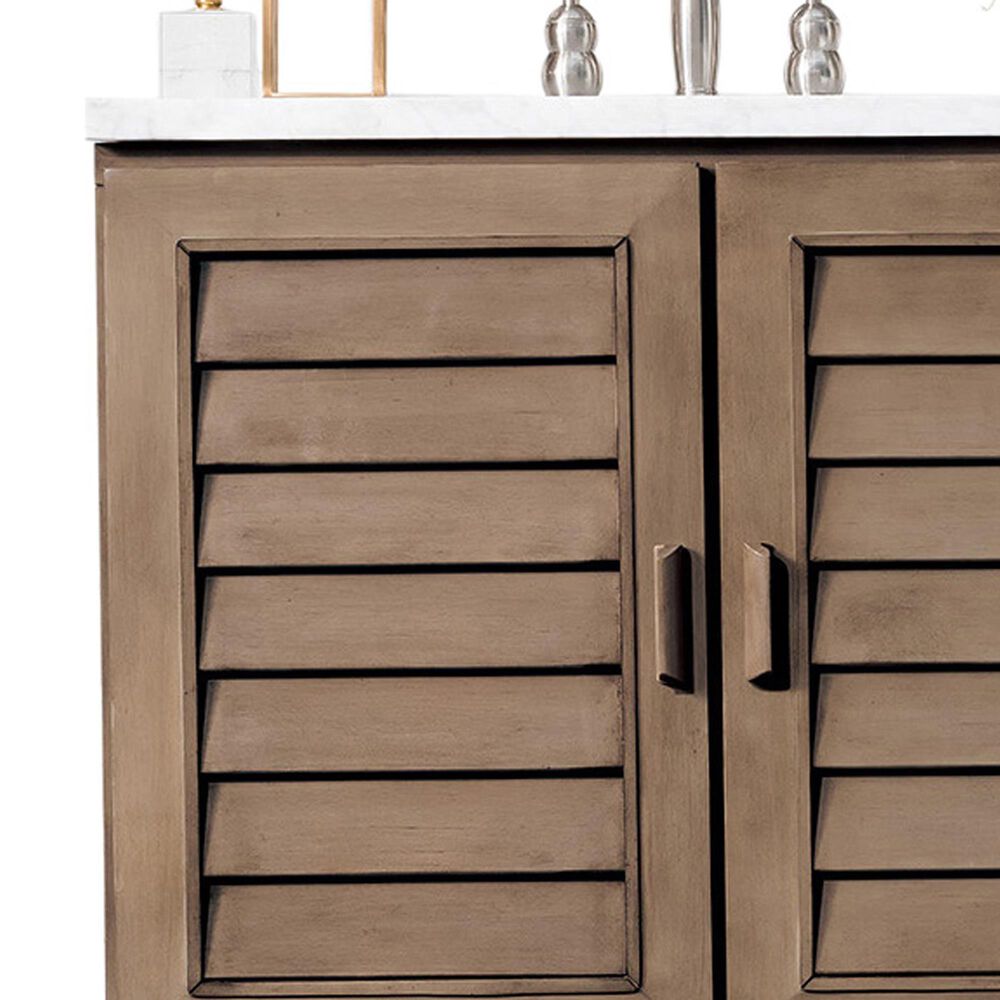 James Martin Vanities Portland 36&quot; Single Bathroom Vanity in Whitewashed Walnut with 3 cm Carrara White Marble Top and Rectangular Sink, , large