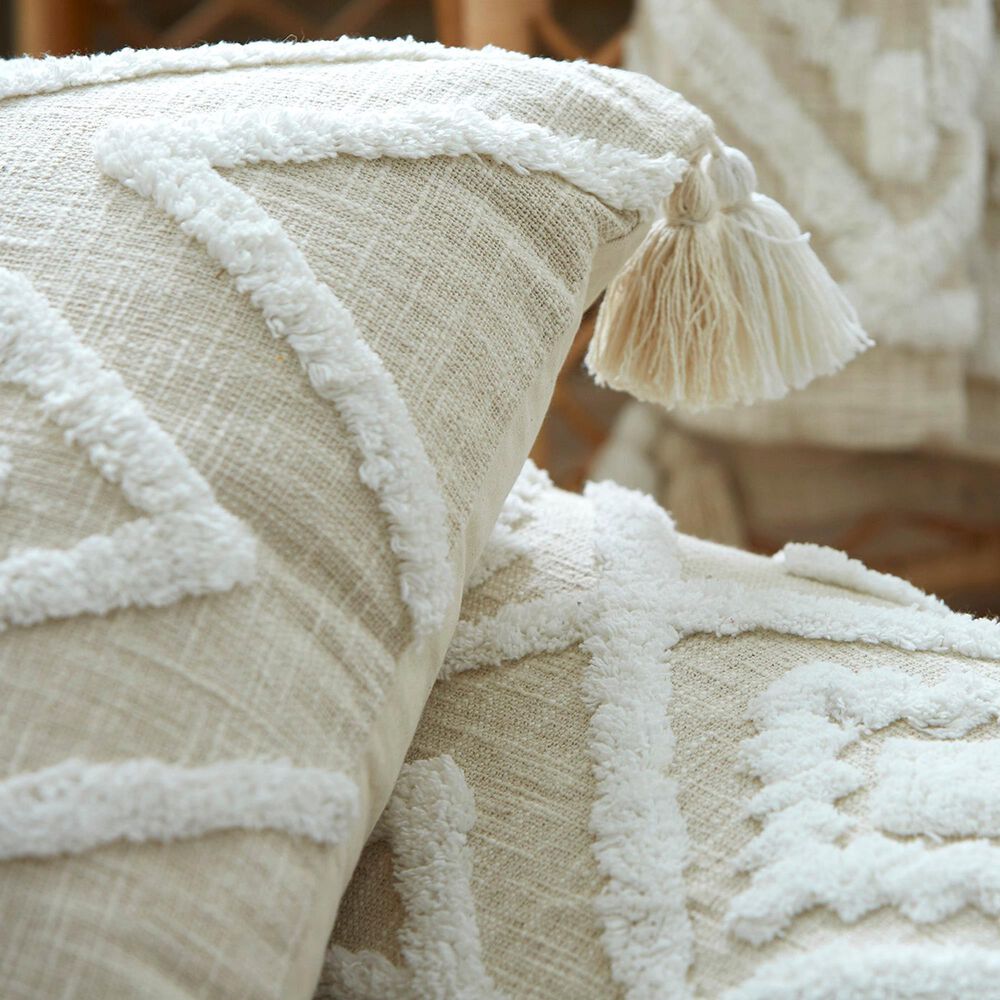 Patina Vie Bespoke Diamond Tufted 26&quot; Square Throw Pillow in Alabaster, , large