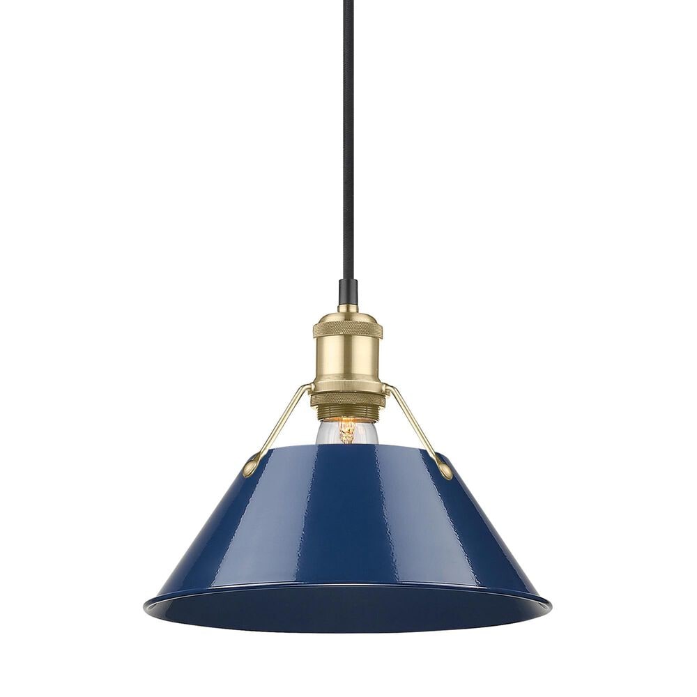Golden Lighting Orwell 1-Light Medium Pendant with Matte Navy Shade in Brushed Champagne Bronze, , large