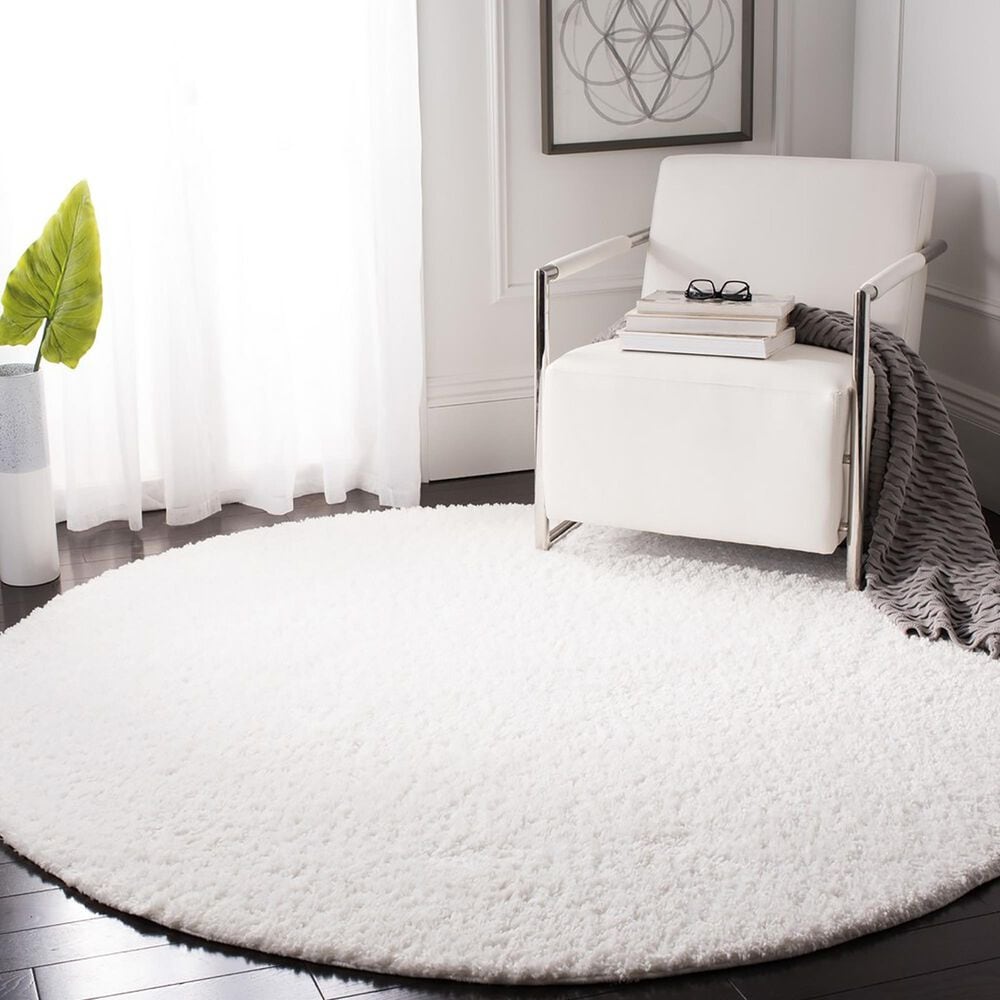Safavieh August Shag AUG900A 3&#39; Round White Area Rug, , large