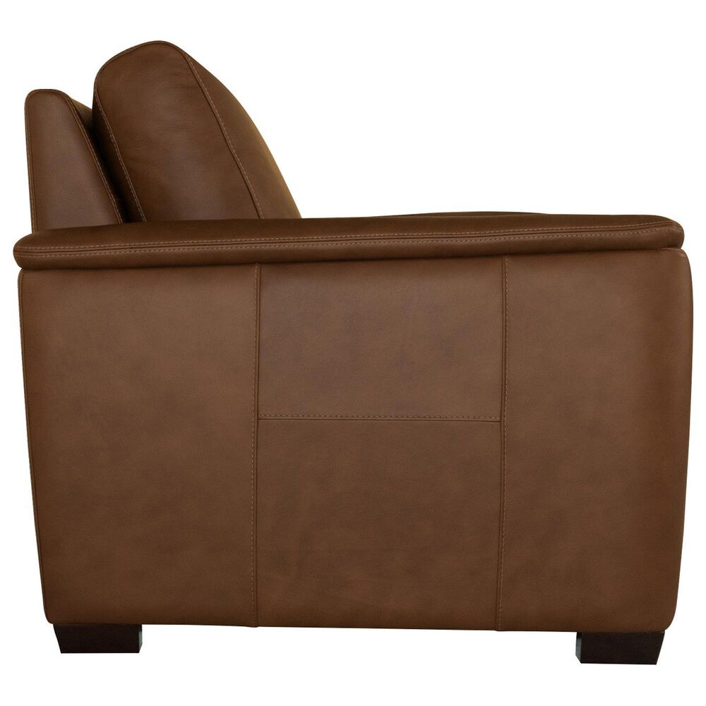 Flexsteel Henry Stationary Leather Chair and Ottoman Set in Caramel, , large