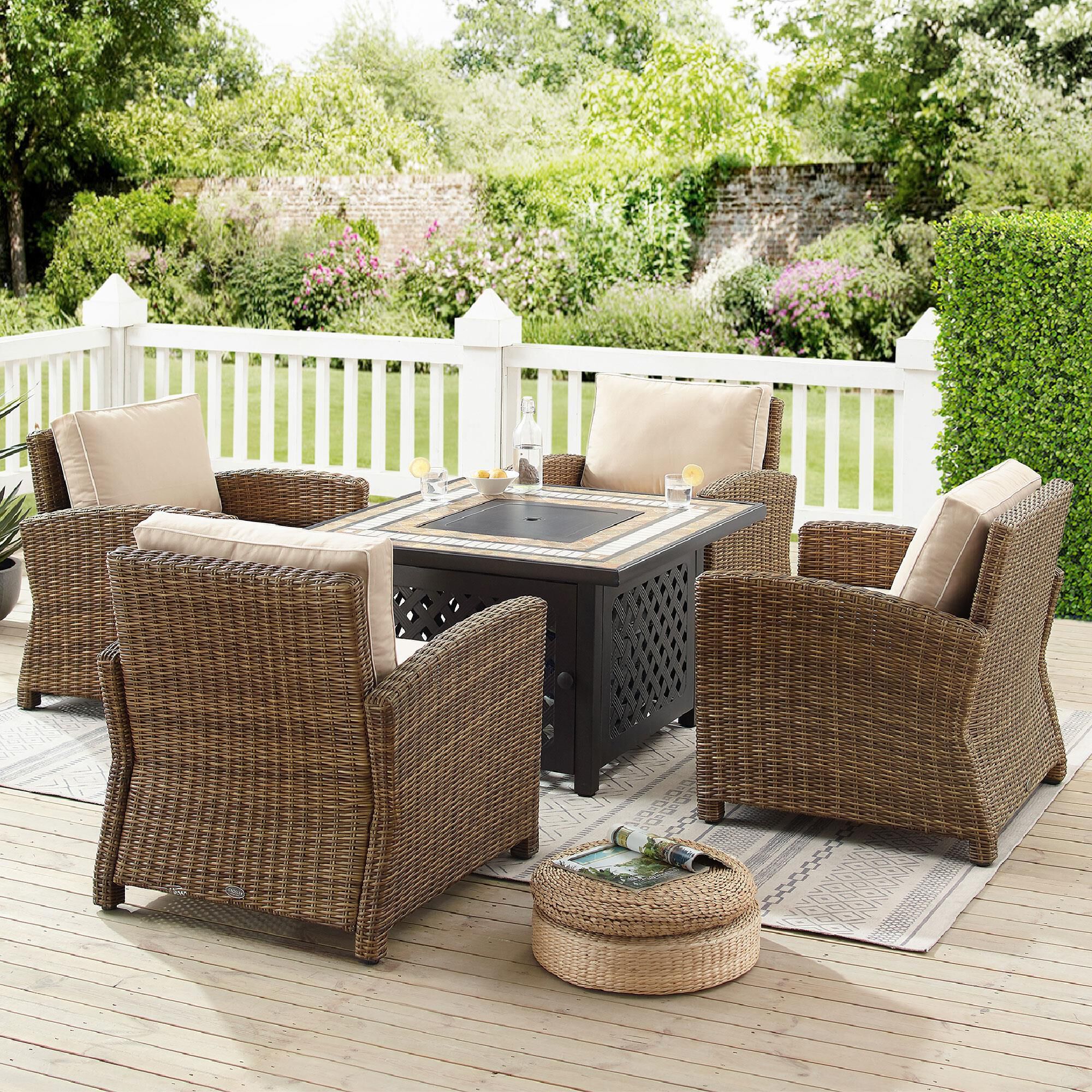 Crosley Furniture Bradenton and Tucson 5 Piece Outdoor Wicker