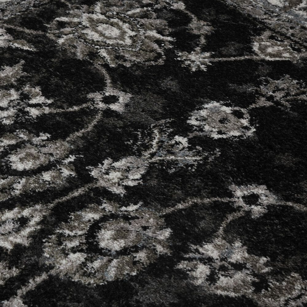Amer Rugs Alexandria 6&#39;7&quot; Round Black and Ivory Area Rug, , large
