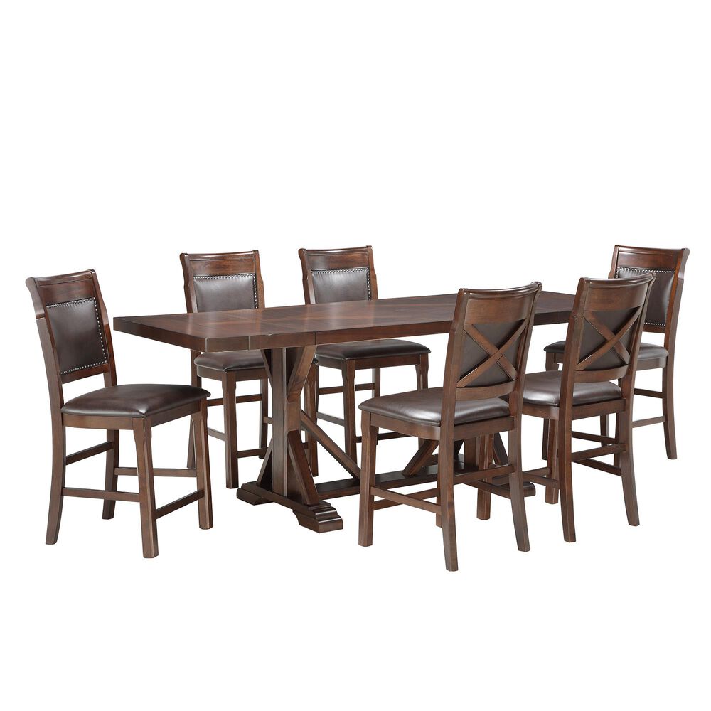 Frankfurt Furniture Dining Table and 6 Dining Side Chairs in Cherry Finish, , large