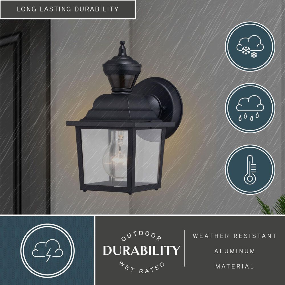 Vaxcel Bedford 5.25" 1-Light Outdoor Motion Sensor Wall Sconce in Textured Black, , large