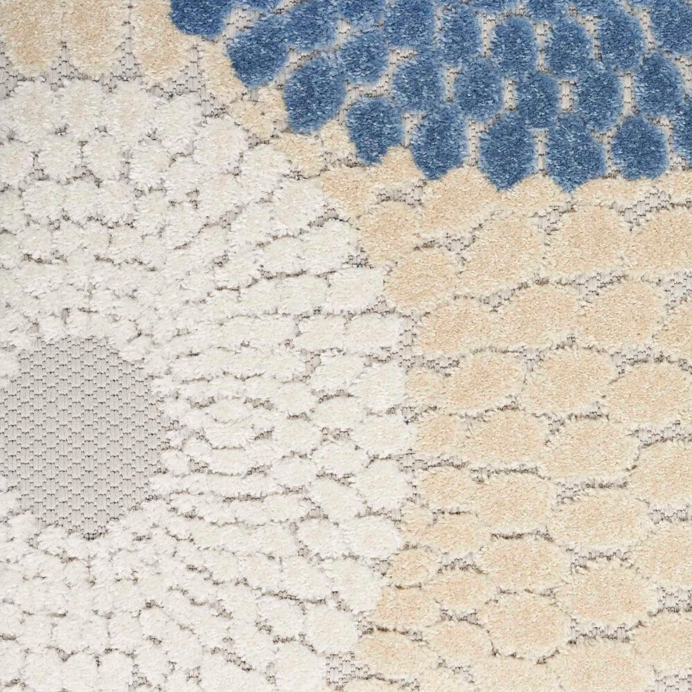 Nourison Aloha ALH29 7&#39;10&quot; Round Blue and Grey Indoor/Outdoor Area Rug, , large