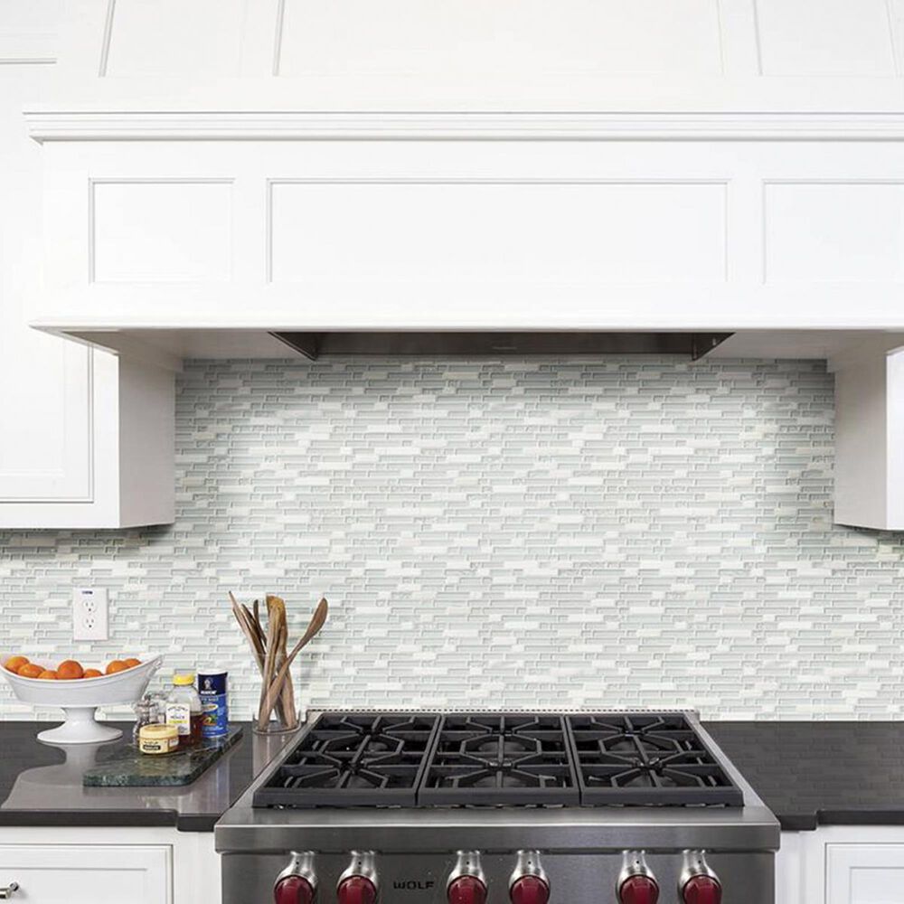 MS International Delano White 12&quot; x 12&quot; Glass and Stone Mosaic Sheet, , large