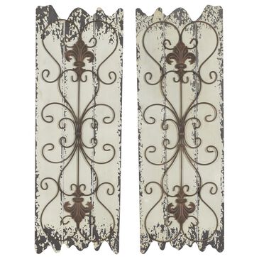 Maple and Jade 31" x 11" Rustic Wall Decor in White and Rustic Brown (Set of 2), , large