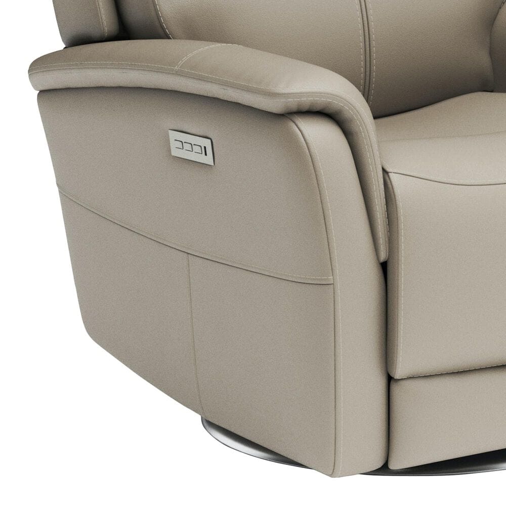 Flexsteel View Swivel Power Recliner with Headrest and Lumbar in Dove, , large