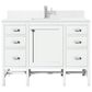 James Martin Vanities Addison 48" Single Bathroom Vanity in Glossy White with Single Hole 3 cm White Zeus Quartz Top and Rectangular Sink, , large