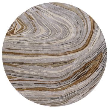Surya Kavita 10" Round Charcoal, Dark Brown, Camel, Gray and Tan Area Rug, , large