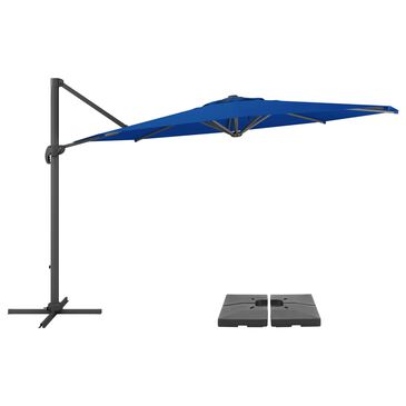CorLiving 11.5" Cobalt Blue Cantilever Umbrella with Dark Grey Base, , large