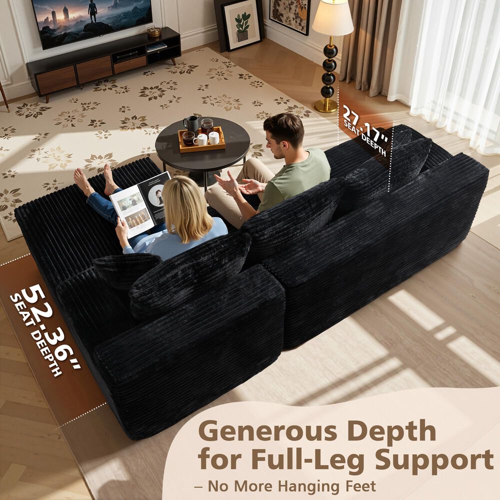 HOMLUX 2-Piece L-Shaped Sectional with Right Facing Chaise in Black, , large