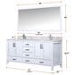 Lexora Home Jacques 72" Double Bathroom Vanity Cabinet Only in White and 70" Mirror, , large