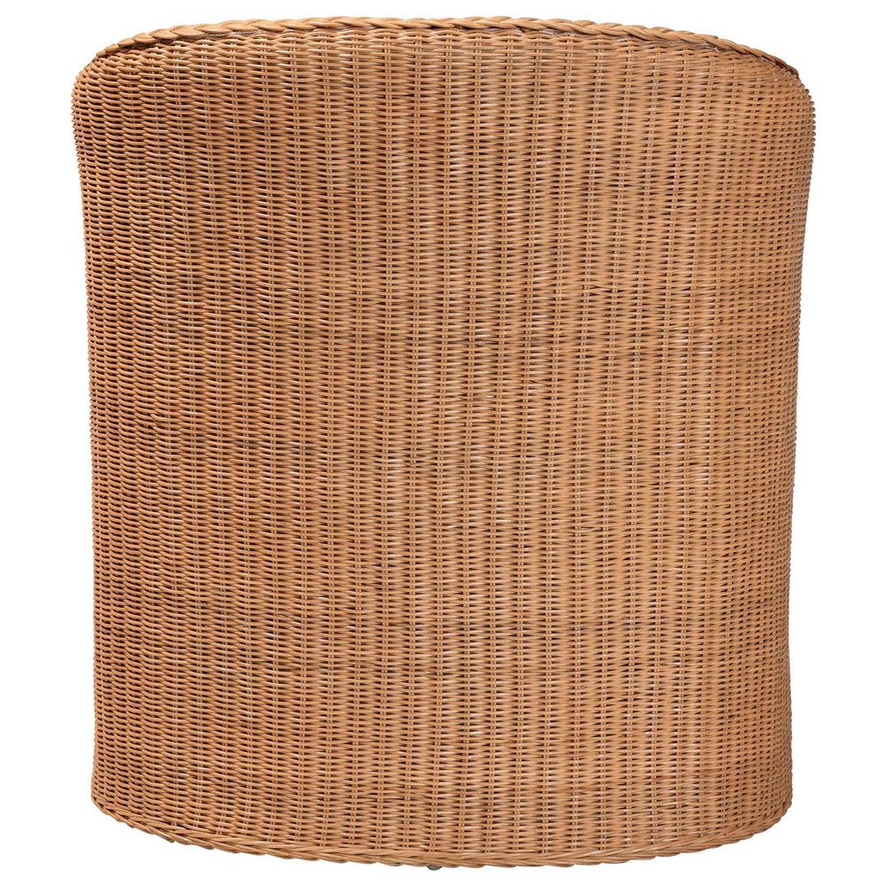 Baxton Studio Tessa Arm Chair with Light Honey Rattan in White, , large
