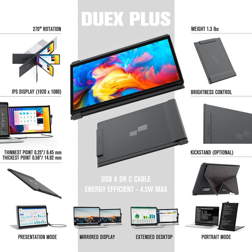 Mobile Pixels Duex Plus DS 13.3" Portable FHD IPS Monitor in Black, , large