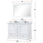 Lexora Home Dukes 48" Double Bathroom Vanity in White with 2 cm White Carrara Marble Top and Rectangular Sinks, , large