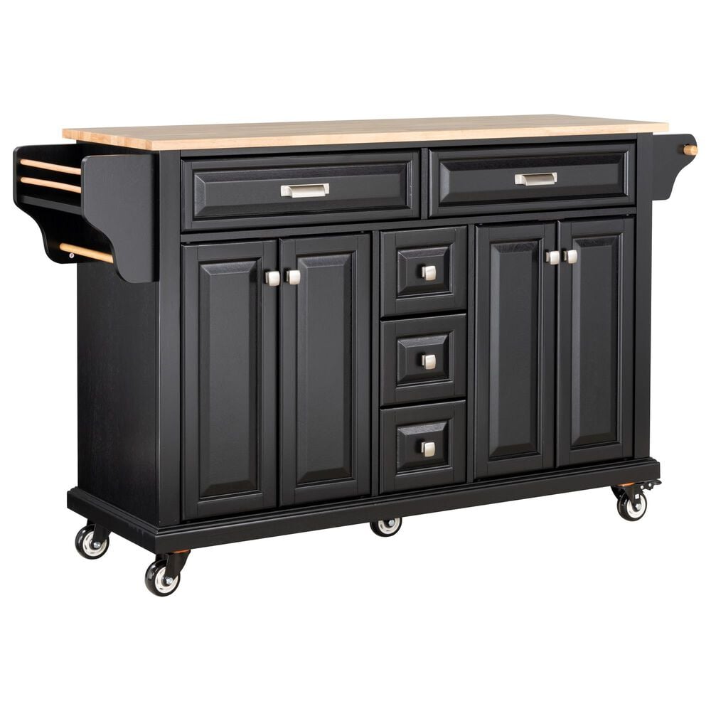 HOMLUX Kitchen Island Cart with Storage Cabinet in Black, , large
