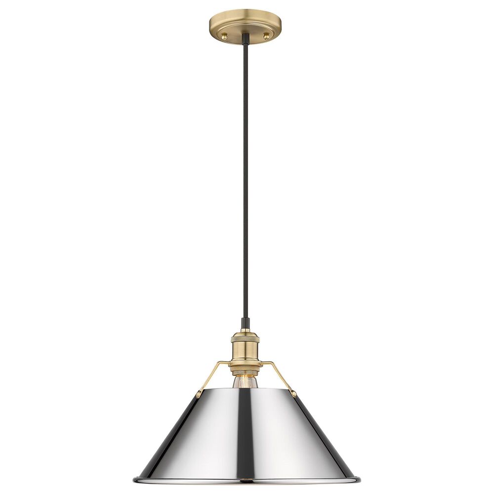 Golden Lighting Orwell 1-Light Wide Large Pendant with Chrome Shade in Brushed Champagne Bronze, , large